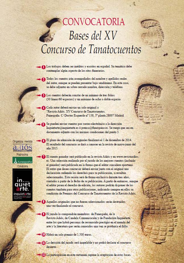 Convocado el XV Concurso de Tanatocuentos