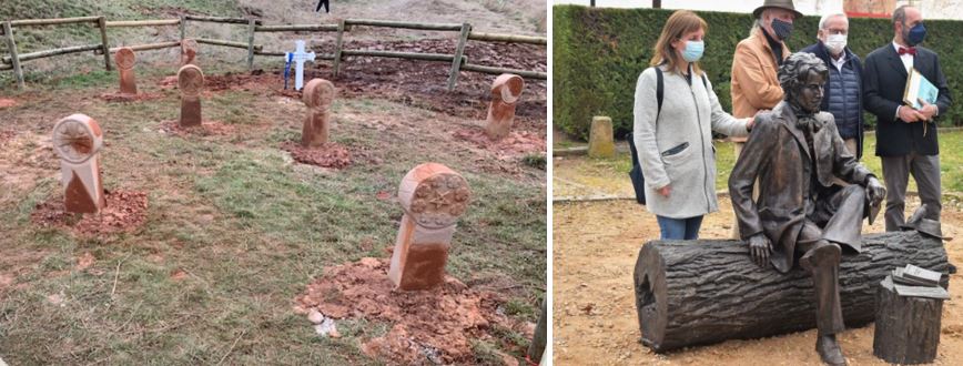 Soria inaugura una escultura de Bécquer y la recreación del cementerio templario en el 185 aniversario del nacimiento del poeta